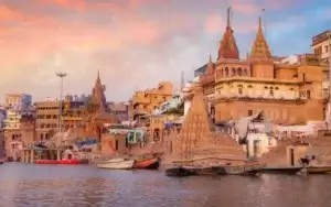 Golden Triangle Tour with Varanasi – Scenic view of Varanasi ghat during sunrise