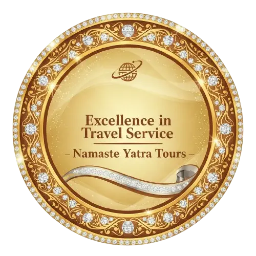 Excellence in Travel Service award presented to NamasteyatraTours.com for outstanding travel experiences and customer satisfaction.