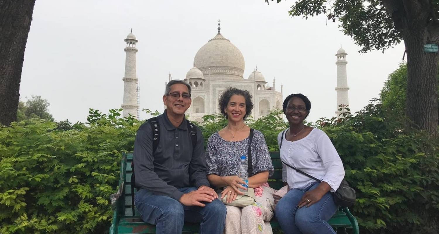 Three American travelers enjoying the 7 Days Golden Triangle Tour with Ranthambore by Namaste Yatra Tours